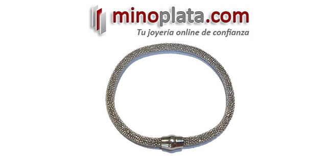 Pulsera malla de Plata de ley con cierre de imán